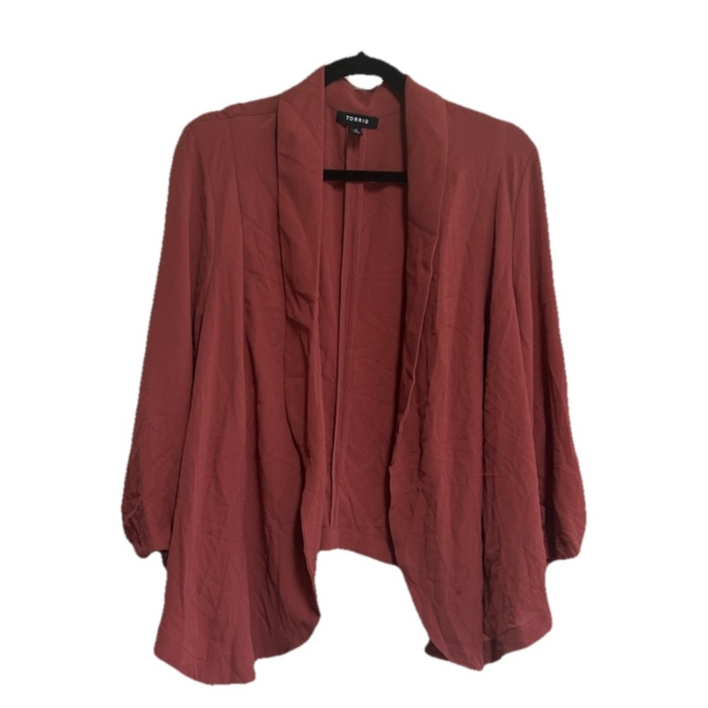Torrid Blazer Jacket Size 2X Rust Long Sleeve Crepe Career Work